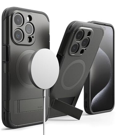 Ringke Alles Compatible with Magsafe Designed for iPhone 15 Pro Max Case Protective Case with Stand Powerful Magnetic Cover Precise Cutouts for Camera Lenses Gunmetal