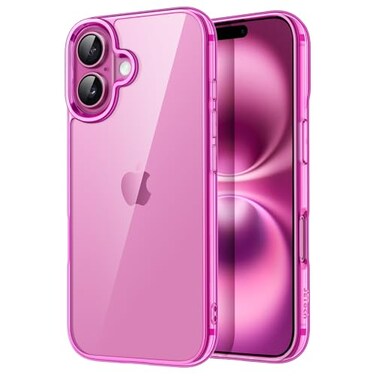 JETech Case for iPhone 16 61Inch NonYellowing Shockproof Phone Bumper Cover AntiScratch Clear Back Pink