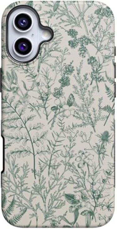 Casely iPhone 16 Case Sage Garden Green Floral Bold Protective Design Compatible with MagSafe