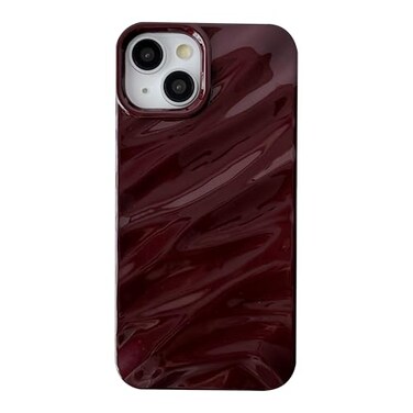 Caseative for iPhone 14 CaseWater Ripple Pattern Curly Wave Shape Soft Phone Case Wine Red