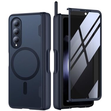 MOBOSI Magnetic for Samsung Galaxy Z Fold 4 Case Compatible with Magsafe Builtin Hinge Protection Front Screen Protector Full Body Rugged Phone Cases for Z Fold4 with S Pen Slot Privacy Black