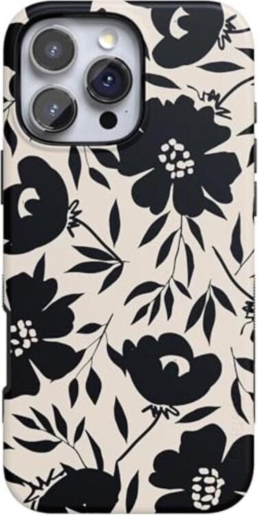Casely iPhone 16 Pro Case Dark Fantasy Contrast Floral Bold Protective Design Compatible with MagSafe