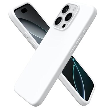 ORNARTO Compatible with iPhone 16 Pro Case 63 Slim Liquid Silicone 3 Layers Soft Gel Rubber Shockproof Protective Cover with AntiScratch Microfiber LiningWhite