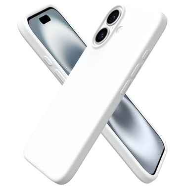 ORNARTO Compatible with iPhone 16 Case 61 Slim Liquid Silicone 3 Layers Full Covered Soft Gel Rubber Shockproof Phone Case Protective Cover with AntiScratch Microfiber LiningWhite