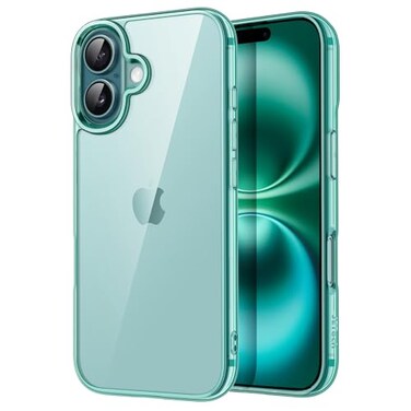JETech Case for iPhone 16 61Inch NonYellowing Shockproof Phone Bumper Cover AntiScratch Clear Back Teal