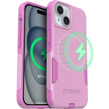 OtterBox iPhone 17e iPhone 16e iPhone 15 iPhone 14 and iPhone 13 Commuter Series Case MagSafe Edition Pink Slim Tough PocketFriendly with Port Protection Wildflower