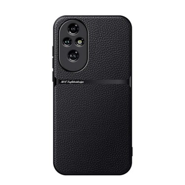 Kepuch Case Compatible for Honor 200 Pro Litchi Grain Magnetic Holder Builtin Metal Plate Cover Bumper Black