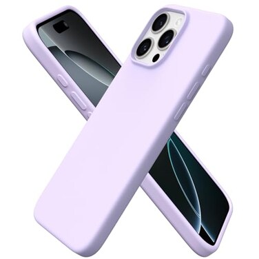 ORNARTO Compatible with iPhone 16 Pro Max Case 69 Slim Liquid Silicone 3 Layers Soft Gel Rubber Shockproof Protective Cover with AntiScratch Microfiber LiningPastel Lilac