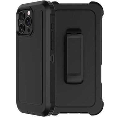 RubCase for iPhone 16 Pro Max Case 69 with Belt Clip Holster 2X Screen Protector Heavy Duty Military Grade Full Body Shockproof Drop Proof Rugged Protective Cover for iPhone 16 Pro Max Black
