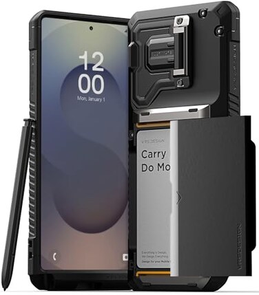 VRS DESIGN Damda Glide DuoGuard for Galaxy S25 Ultra Case 2025 Premium Sturdy Fully Covered Camera Lens Protection Cover Card Holder Wallet Case Matte Black