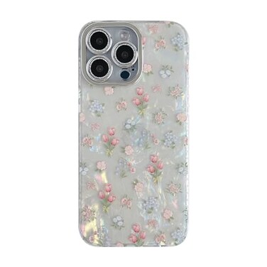 FLIRACON Cute Tulip Flowers Bow Shell Pattern Phone Case Compatible with iPhone Case Whitefor iPhone 12