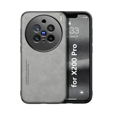 Kepuch Silklike Case Compatible for Vivo X200 Pro Magnetic Holder Builtin Metal Plate Cover Bumper Gray