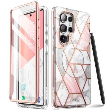 i-Blason iBlason Case for Samsung Galaxy S25 Ultra Case MagSafe with Builtin Screen Protector Support Wireless Charger FullBody Slim Fit Style Magnetic Phone Case for S25 Ultra Marble