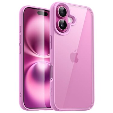 JETech Case for iPhone 16 61Inch Shockproof Phone Bumper Cover Solid Color Matte TPU Frame AntiScratch Clear Back Pink
