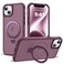 SKYLMW Compatible with iPhone 14 Plus Case with Invisible Magnetic ORing Stand MilitaryGrade Translucent Case for iPhone 14 Plus 67 Compatible with MagSafeGreat Grip Feeling Wine Red