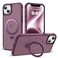 SKYLMW Compatible with iPhone 14 Plus Case with Invisible Magnetic ORing Stand MilitaryGrade Translucent Case for iPhone 14 Plus 67 Compatible with MagSafeGreat Grip Feeling Wine Red
