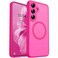 CANSHN Designed for Samsung Galaxy S25 Case 2025 Full Camera Protection Compatible with Magsafe Translucent Matte Back Protective Phone Cover Hot Pink