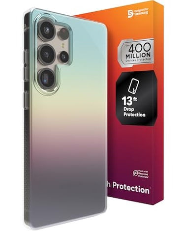 ZAGG Milan Samsung Galaxy S25 Ultra Case 13ft Drop Protection Graphene Strengthened Slim Stylish Design Iridescent Finish Wireless Charging Compatible EcoFriendly Iridescent