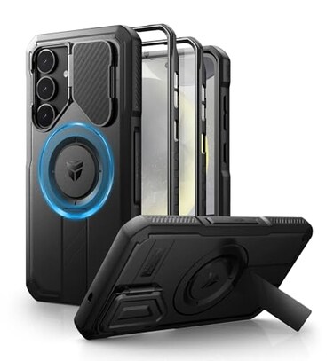 Dexnor for Samsung Galaxy S25 Plus Case with Camera Cover Adjustable Kickstand Builtin Screen Protector Magnetic Rugged Shockproof Bumper Cases HeavyDuty Magnetic Protective Cover 2025Black