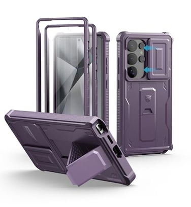 Dexnor for Samsung Galaxy S25 Ultra Case with Builtin Slide Camera Cover Screen ProtectorKickstandHeavyDuty Shockproof Rugged Case FullBody Bumper Cover for Galaxy S25 Ultra2025Phantom Purple
