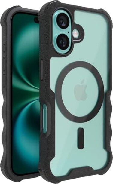 Smartish iPhone 16 Protective Magnetic Case Gripzilla Compatible with MagSafe Rugged Tough Heavy Duty Grip Armored Slim Cover wDrop Tested Protection for Apple iPhone 16 Clearly Black