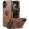 KSELF Leather Case for iPhone 16 Plus Case Protective Slim with Kickstand Shockproof Phone Cases Builtin Invisible Stand Compatible with iPhone 16 Plus 67 Brown
