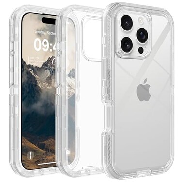 TUTUKII for iPhone 16 Pro Max Case Clear AntiDrop Transparent Shockproof Military Grade Drop Protection Heavy Duty Protective Phone Case Cover for 16 Pro Max 67 Clear