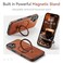 CHEEWADA for iPhone 16 Case with Stand Compatible with Magsafe Thin Slim PU Leather Durable TPU Drop Proof Magnetic Kickstand Protective Phone Cover with Tempered Glass Screen Protector 61 Brown