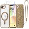 Meifigno Designed for iPhone 17e16e Case 61 Compatible with MagSafe Glitter Card Wrist Strap 2X Screen Protectors Surround Raised Lens Protection Phone Case for 17e16e Desert Titanium