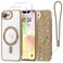 Meifigno Designed for iPhone 17e16e Case 61 Compatible with MagSafe Glitter Card Wrist Strap 2X Screen Protectors Surround Raised Lens Protection Phone Case for 17e16e Desert Titanium
