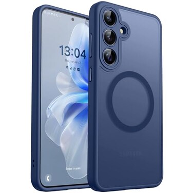 CANSHN Designed for Samsung Galaxy S25 Plus Case 2025 Full Camera Protection Compatible with Magsafe Translucent Matte Back Protective Phone Cover Deep Blue