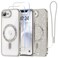 Meifigno Designed for iPhone 17e16e Case 61 Compatible with MagSafe Glitter Card Wrist Strap 2X Screen Protectors Surround Raised Lens Protection Phone Case for 17e16e Titanium Silver