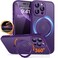 CANSHN 360 Spin Magnetic Stand for iPhone 16 Pro Case with Camera Control Full Camera Protection Compatible with Magsafe Translucent Matte Shockproof Protective Phone Cover 63 Deep Purple