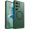 CANSHN Designed for Samsung Galaxy S25 Ultra Case 2025 Full Camera Protection Compatible with Magsafe Translucent Matte Back Protective Phone Cover Deep Green