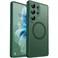 CANSHN Designed for Samsung Galaxy S25 Ultra Case 2025 Full Camera Protection Compatible with Magsafe Translucent Matte Back Protective Phone Cover Deep Green