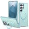 SKYLMW Compatible with Samsung Galaxy S25 Ultra Case with Magnetic Ring Stand Translucent Phone Case for S25 Ultra 69 Compatible with MagSafe Great Grip FeelingBlue