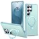 SKYLMW Compatible with Samsung Galaxy S25 Ultra Case with Magnetic Ring Stand Translucent Phone Case for S25 Ultra 69 Compatible with MagSafe Great Grip FeelingBlue