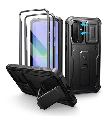 Dexnor for Samsung Galaxy A365G Case 2 Front Frame Builtin Magnetic Slide Camera Cover Kickstand Heavy Duty Protection Shockproof Phone Case with Screen Protector 67 inch Black