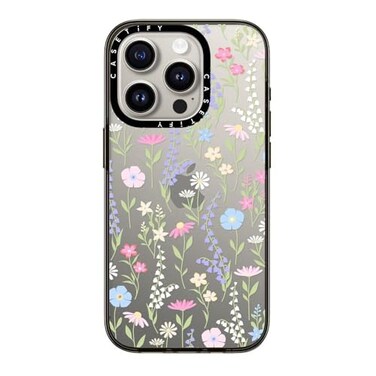 CASETiFY Compact Case for iPhone 15 Pro Lightweight 4 ft 2X Military Grade Drop ProtectionSlim Pink Pastel Cute Floral Clear Black