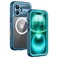 Lanhiem Magnetic for iPhone 16 Plus Case IP68 Waterproof Dustproof Case Compatible with Magsafe Builtin Screen Protector Full Body Heavy Duty Rugged Phone Cover 67 inch BlueClear