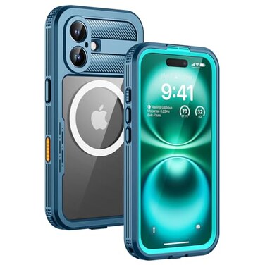 Lanhiem Magnetic for iPhone 16 Plus Case IP68 Waterproof Dustproof Case Compatible with Magsafe Builtin Screen Protector Full Body Heavy Duty Rugged Phone Cover 67 inch BlueClear