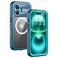 Lanhiem Magnetic for iPhone 16 Plus Case IP68 Waterproof Dustproof Case Compatible with Magsafe Builtin Screen Protector Full Body Heavy Duty Rugged Phone Cover 67 inch BlueClear