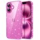 JETech Glitter Case for iPhone 16 61Inch Bling Sparkle Shockproof Phone Bumper Cover Cute Sparkly for Women and Girls Pink