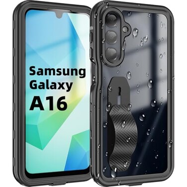 Phciasie for Samsung Galaxy A16 5G Waterproof Case with Builtin Screen ProtectorRugged Full Body Dustproof Shockproof Drop Proof Protective Case with Cell Phone Ring Holder for Samsung A16 5G PhoneBla