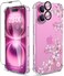 ilnehc Phone Case Compatible for iPhone 16 Case3 in 1 with Screen Protector Camera Lens Protector Flower Pattern DesignClear Soft Shockproof Slim Floral Cover for Women Girls 2024 61