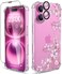 ilnehc Phone Case Compatible for iPhone 16 Case3 in 1 with Screen Protector Camera Lens Protector Flower Pattern DesignClear Soft Shockproof Slim Floral Cover for Women Girls 2024 61