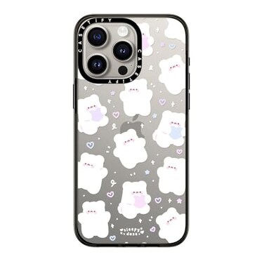 CASETiFY Compact Case for iPhone 15 Pro Max Lightweight 4 ft 2X Military Grade Drop ProtectionSlim Mochi Doodles by sleepydaze Clear Black