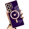 AIGOMARA Magnetic Case Made for Samsung Galaxy S25 Ultra Wireless Charging Compatible Heart Design Soft TPU Electroplated Phone Cover AntiScratch Shockproof Slim Case for Women Purple