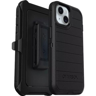 OtterBox iPhone 17e iPhone 16e Only Defender Series Case Black Screenless Rugged Durable with Port Protection Holster Clip Includes Microbial Defense Protection