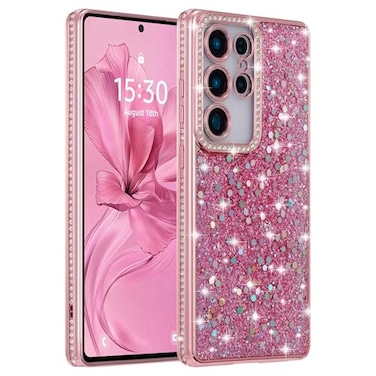 FABSPARK Case for Samsung Galaxy S25 UltraGlitter Crystal Diamond Rhinestone Sequin Shiny Bling Sparkly Glossy Luxury ElectroplatedAesthetic Cute Full Protection for Samsung Galaxy S25 UltraPink